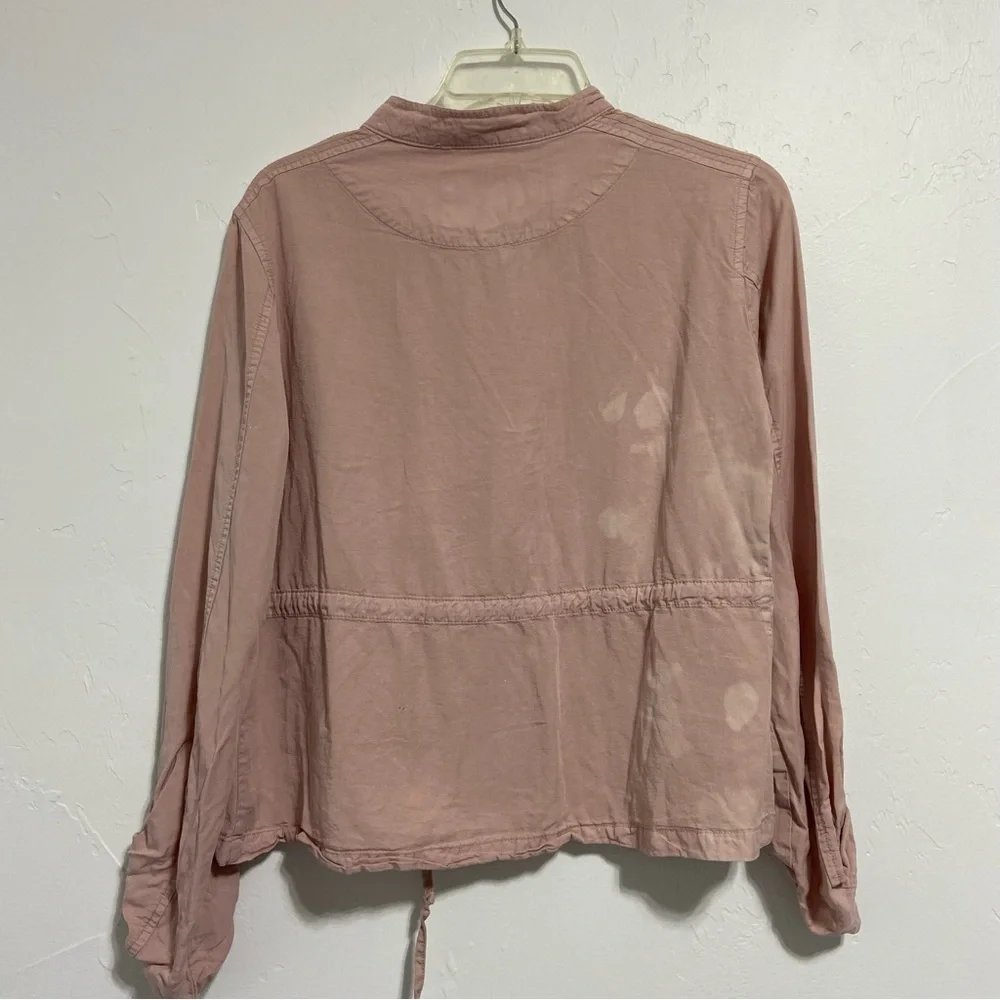 Sanctuary Blush Pink Blouse FLAW Women's Medium Button Front Drawstring Waist - Picture 9 of 10